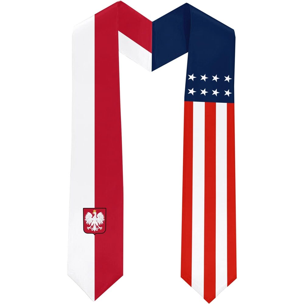1404 Poland Flag International Students Graduation Sash Stole Scarves 180 X